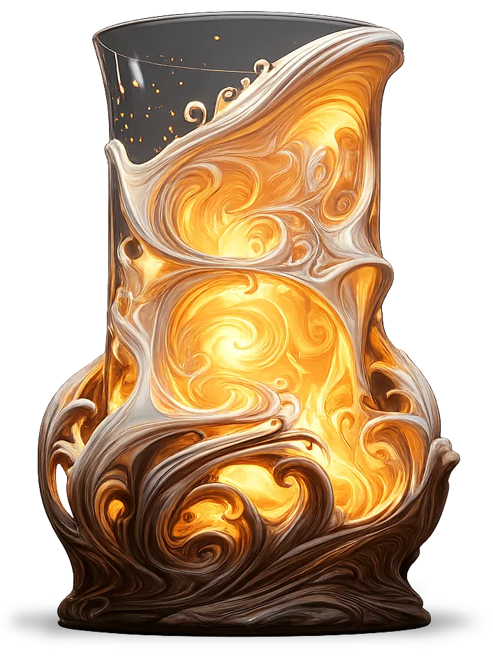 Glowing swirled 3D printed vase illuminated from within